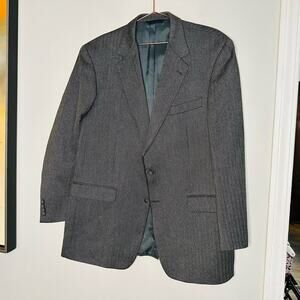 BURBERRY London Mens Gray Herringbone 44 Long Wool Silk Blend Blazer Size 44